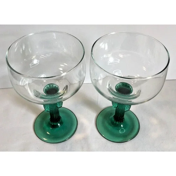 2 Vintage Libbey Margarita Cactus Stem Glasses 14oz Mexico Barware Cocktails - Picture 2 of 4